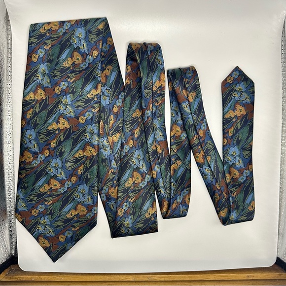 Lanvin Paris Cravat, Abstract Nature Designer Modern Silk Luxury Tie 3.5” 60” - Picture 4 of 8